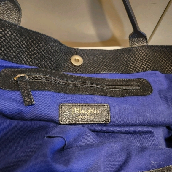 J. McLaughlin Black Python Print Embossed Leather Carryall/Tote Bag Ret.$398 - Picture 7 of 15